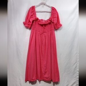 NWOT R. Yiposha Babydoll Dress Women's XXL Pink Cottagecore Retro 90s Y2K Beach